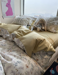 YICKYUE  -  Elegant pastoral french floral yellow bedding set,full queen king comfortable home textile bed sheet pillow case quilt cover