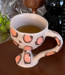 YICKYUE  -  Korean Hand-painted Mug Design Ceramic Coffee Cup Breakfast Milk Mug Funny Ceramic Cup Gift Striped Leopard Decorative Cup