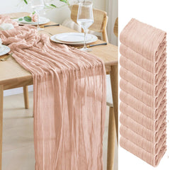 YICKYUE  -  10pcs Voile Cheesecloth Table Runner Wedding Semi-Sheer Gauze Dining Table Decoration for Party Banquet Arches Draping Fabric