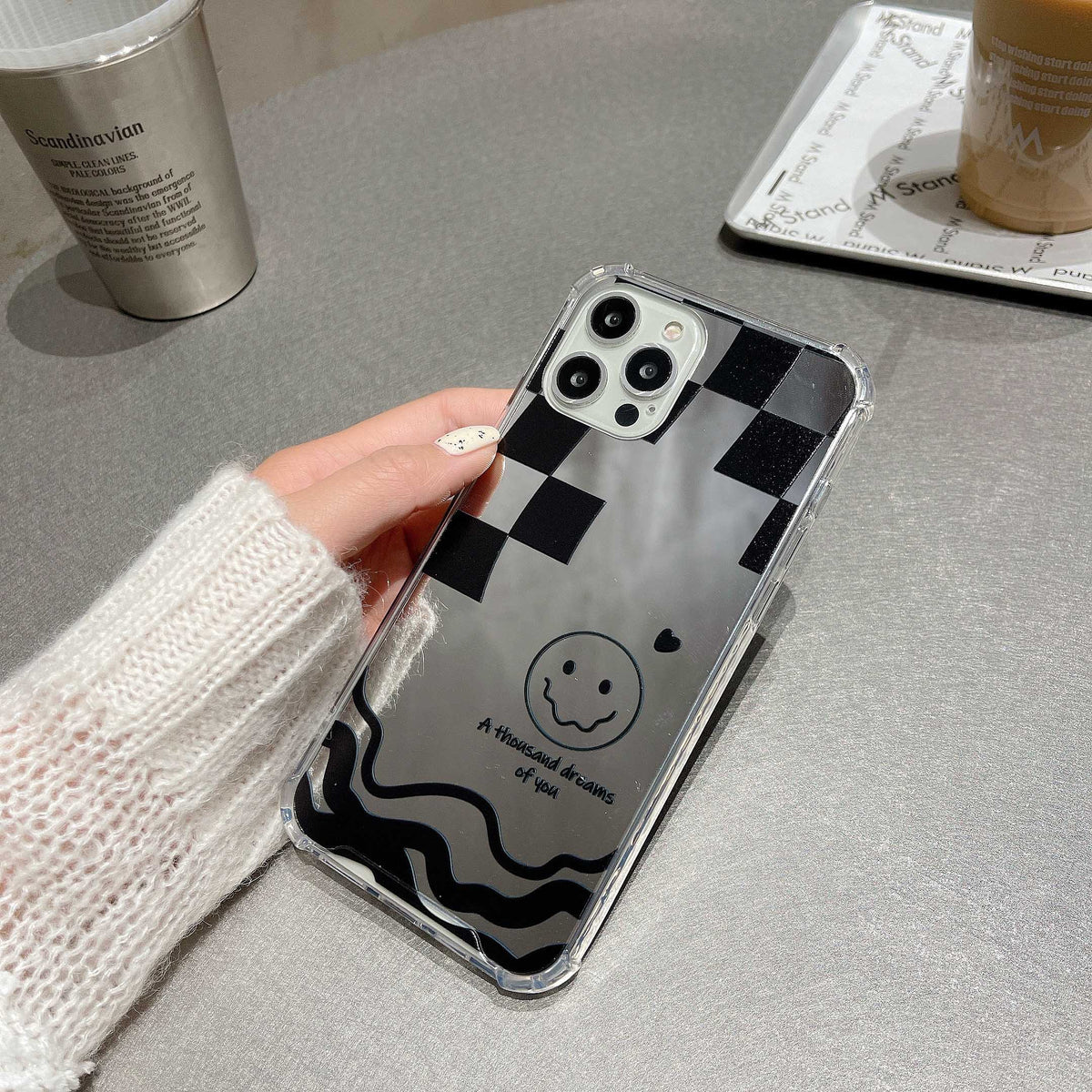 Punk black style smiley cool phone case for iphone 8 7 plus 12 mini 11 pro max x xr xsmax soft silicone mirror cover shell capa
