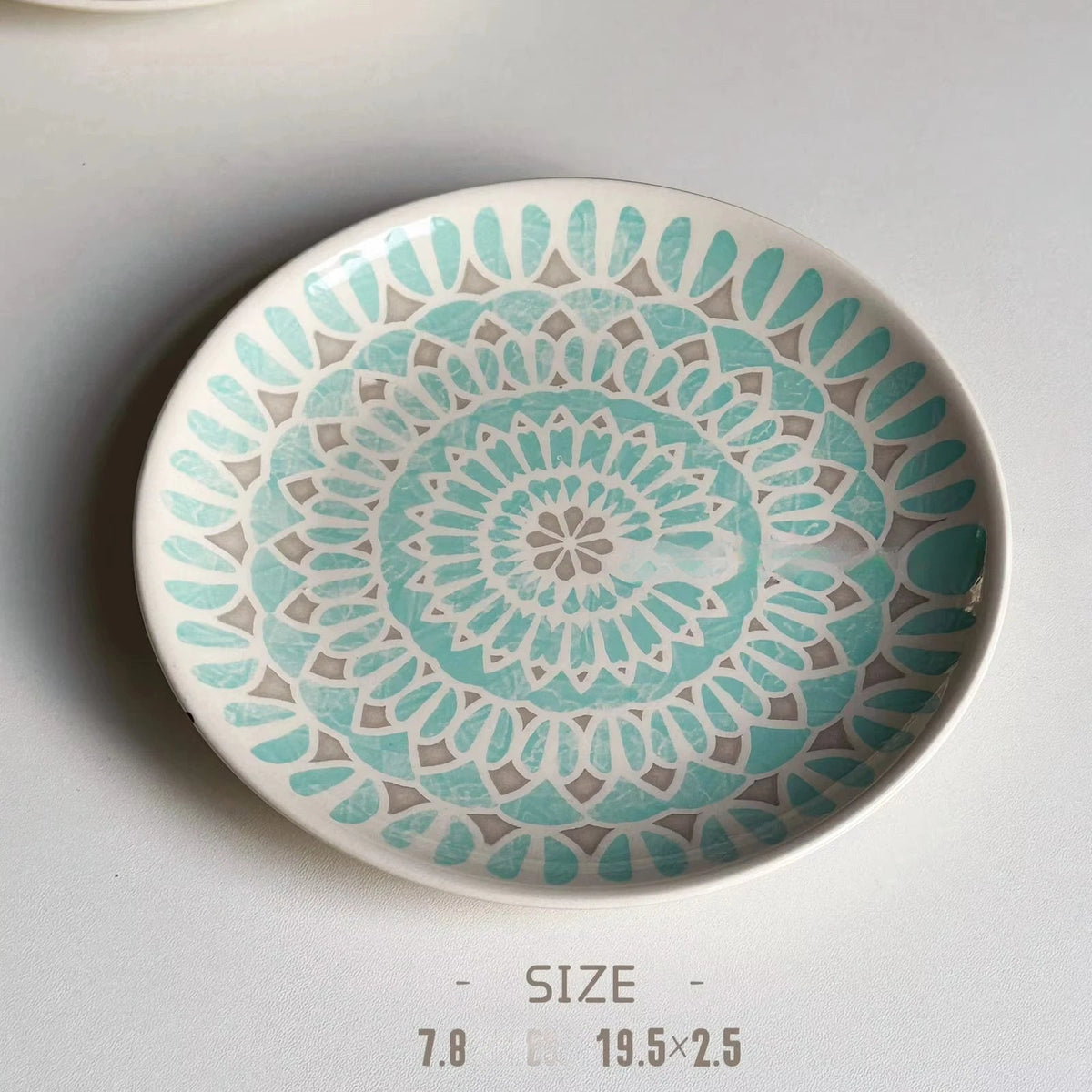 Ceramic Round Shape Floral Plates Dinner Sets Large Capacity Large Plate Dessert Salad Plate Beautiful Table Tableware Services