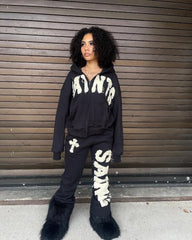 Hearujoy  Y2K New American Retro Style Sports Pants LetterEmbroidery Loose Knitted Pants Women Cross Trend Brand Casual Wide Leg Pants Men
