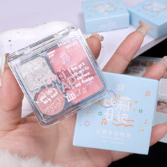 YICKYUE  -  Glitter Blue Eye Shadow Palette 3-Colors Pearly Eyeshadow Palette Nude Pink Long Lasting Korean Eyes Make Up Palette Cosmetics