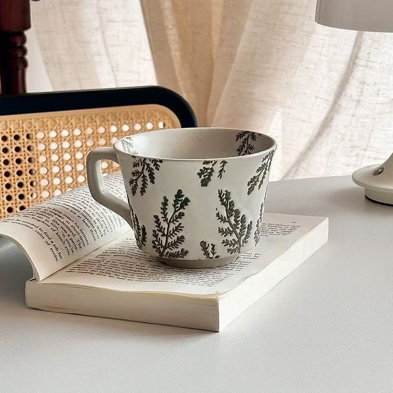 YICKYUE  -  Creative Ceramic Floral Water Cup Vintage Painted Breakfast Milk Mug Exquisite Afternoon Tea Flower Tea Coffee Cup Birthday Gift