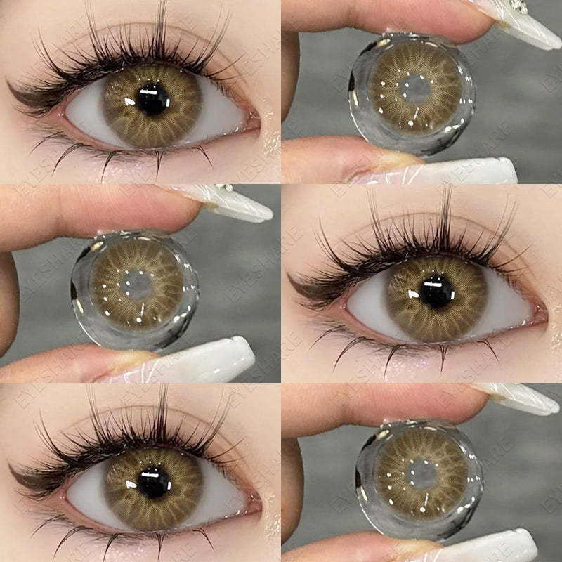 YICKYUE  -  1 Pair New Natural Colored Contact Lenses for Eyes Blue Lenses Green Eye Lenses Brown Lenses Yearl Gray Contact Lenses