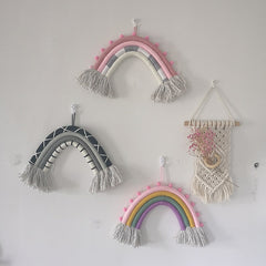 Boho Rainbow Macrame Wall Hanging  Woven Rainbow Wall Hanging For Home Decor Nursery Kids Room Decoration kawaii Wall Decor