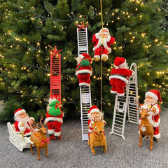 Christmas Electric Santa Claus Climbing Ladder Plush Doll Creative Music  Xmas Decor Kid Toy Gift Christmas Birthday Gifts