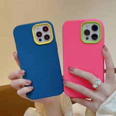 Luxury Solid Color Liquid Silicone Shockproof Case For iPhone 11 12 13 Pro Max XR X XS 3 in 1 Camera Protection Soft Cover Capa