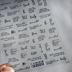 Impromptu English Letter Nail Art Stickers Decals Black White Sweet You Sliders Nail ornament Decoration Classic Design