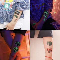 Cartoon Cool Racing Car Waterproof Temporary Tattoo Sticker Child Luminous Arm Leg Face Sticker Body Art Tattoo Sticker