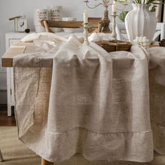 French Rectangular Ruffled Linen Living Room Dining Tablecloths