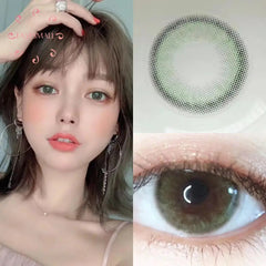 YICKYUE  green black outer ring Color Beautiful Pupil Contact Lenses Cosmetic Contact Lens Eye Color Degree option 2pcs/pair