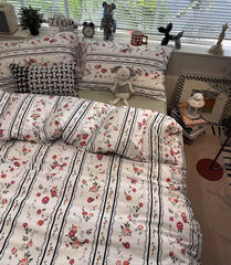 YICKYUE  -  Romantic sweet flower red bedding set 1.2 1.5 1.8 2.0,twin full queen king cotton home textile bed sheet pillow case quilt cover