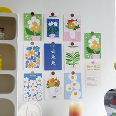 W&G 15pcs Kawaii Wall Cards Happy Mood Series Home Decorative Cards Wall Bedroom Postcard Wall Stickers Home Decoration