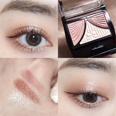 YICKYUE  -  Three-color Pearly Eyeshadow Palette Bright Matte Shimmer Crystal Bow Tie Glitter Eyeshadow Waterproof Lasting Pigment Makeup