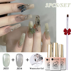 YICKYUE  -  15ml Clear Watercolor Gel Polish Set Semi Permanent Nail Art Gel Varnish UV LED Soak Off Spreading Effect Autumn Winter