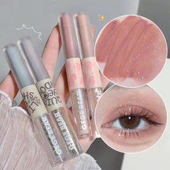 Yickyue Glitter Sequins Liquid Eyeshadow Blue Matte Shimmer Double Head Eye Shadow Highlighter Lasting Waterproof Brightening Eye Makeup
