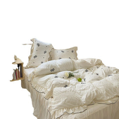 YICKYUE  - Ins Cream Style Soft Skin-friendly Bed Four-piece Set