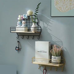 Nodic Creative Cloud Wall Hanger Wrought Iron Wall Mounted Home Decoration Bathroom Bedroom Wooden Storage Shelf Handbag Holder