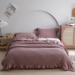 Waffle 100% Summer Quilt for Sleeping Lace Blankets Student Kids Bedspread Home Bed Linen