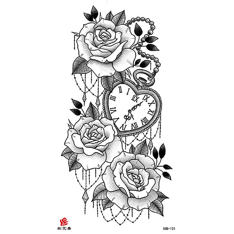 Fake Tattoo Sticker For Men Women Children Tiger Wolf Death Skull Temporary Tattoo Fake Henna Skeleton King Animal Tatoo
