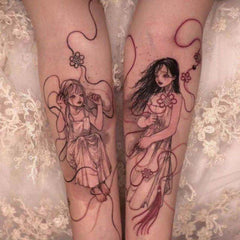2PCS Bueatiful Girl Colorful Fake Tattoo Stickers For Men Women Arm Body Art Waterproof Temporary Tattos Party Flash Tatoos