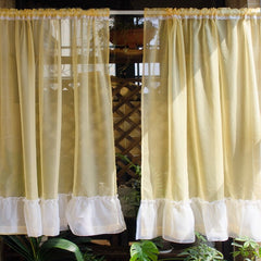 Yickyue Princess Style Half Short Curtains for Kitchen Bathroom Cafe Solid Lace Sheer Curtains for Living Room Bedroom Home Window Panel