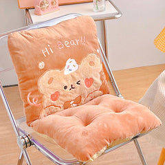 Yickyue Cute Bear Home Decorative Cushion For Chair Kawaii Plush Stuffed Animal Sitting Back Cushion For Office School Korean Room Decor