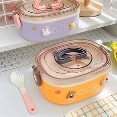 Kawaii Lunch Box for Girls Portable School Kids Plastic Picnic Bento Box Microwave Food Box with Lid Fruit Storage Container