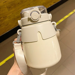 1000ml Cute Water Thermal Bottle Stainless Steel Thermos Bottle Coffee Tea Drink Bottle Keeps Cold Heat Tumbler With Straw Gourd