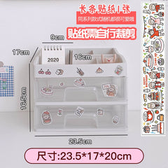 Korea Ins Desktop Storage Box Drawer Cosmetic Box Stationery Office Desk Rack Student Dormitory Kawaii Storage Organizer 3 Layer