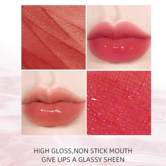 Yickyue 4Pcs/set Liquid Lipstick Pink Lip Gloss Makeup Toot Lip Tint Beauty Mirror Lip Glaze Set Crystal Jelly Moisturizing Lip Oil Set