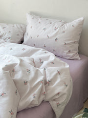 YICKYUE  -  Korean Style Floral Cotton Bedding Set - 4PC Romantic Duvet Cover & Pillowcases | Ins Aesthetic