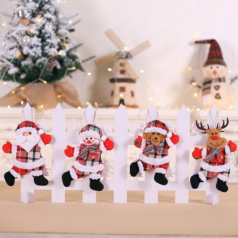 Yickyue 4pcs Christmas Ornaments Santa Claus Christmas Tree Decorations Hanging Pendant Home Navidad Kids New Year Decoration 2023