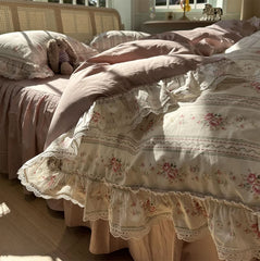 YICKYUE  -  Classic sweet pastoral flower bedding set,twin full queen king rustic retro cotton home textile bed sheet pillowcase quilt cover