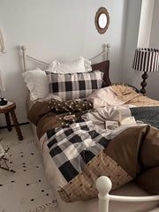Parisian Mixed Sle 4-Piece Bedding Set Vintage Pure Cotton Combed Cotton Bedding Kit Bed Canopy Design Skin-Friendly