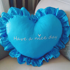 Ins Cotton Ruffled Heart Pillow Geometric Letter Embroidery Chair Cushion Home Sofa Bed Car Waist Pillow Decoration Wedding Gift