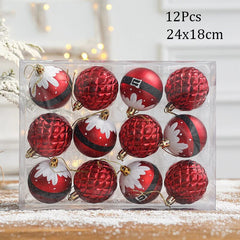 12Pcs/Box 6cm Red Blue Plastic Christmas Ball Santa Claus Christmas Tree Hanging Ornament Home Party Xmas New Year Navidad 2023
