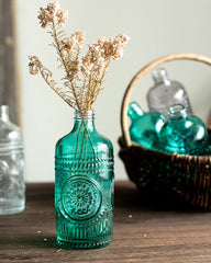 Green and White Vintage Glass Vase
