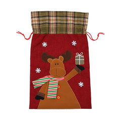 Christmas party decorations imitation linen embroidery old man snowman elk gift bag