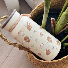YICKYUE  -  Kawaii Coffee Tumbler Cute Puppy Stainless Steel Thermal Water Bottle Leak-proof Girl Thermos Cup For Tea Coffee Juice Tea 400ml