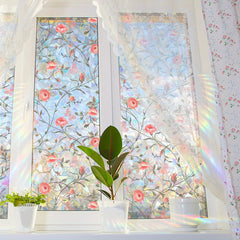 YICKYUE  -  Floral Butterfly Static Cling Window Film, PVC Non-Adhesive Glass Decal, Bird Strike Prevention, UV Protection Rainbow Prism Effect, Ideal for Wedding, Birthday, Valentine's Day Decor, 1 Sheet