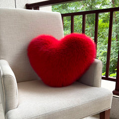 YICKYUE  -  Heart Shape Throw Pillow Sofa Car Stuffed Seat Cushion Double-sided Imitation Fox Fur Plush Cushion Home Decor Waist Cushions