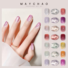 MAYCHAO 7.3ml Chameleon Cat Eye Gel Nail Polish Glitter UV LED Gel Nail Art Jade Nail Lacquer Long Lasting Gel Nail Varnish