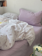 YICKYUE  -  Korean Style Floral Cotton Bedding Set - 4PC Romantic Duvet Cover & Pillowcases | Ins Aesthetic
