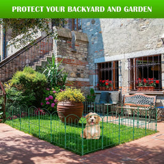 Yickyue  28 piece decorative green garden fence outdoor coating metal rust proof landscape forged iron wire frame folding courtyard fence