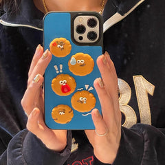 Korean Cute Cartoon 3D Clay Biscuits Soft Case For iPhone 13 12 11 Pro XS Max X XR 7 8 Plus Silicone Protective Blue Back Cover