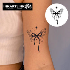 YICKYUE  -  Bow Temporary Tattoo,Lasts To 15 Days New Technology Magic Waterproof Semi Permanent Sticker.