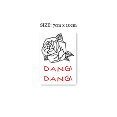 Waterproof Temporary Tattoo Stickers Black and White Lines Flowers Red Letters Tattoo Flash Tattoo Shoulder Clavicle Female