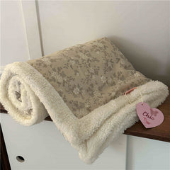 YICKYUE  -  Soft Winter Blanket Floral Double-layer Yarn Cotton Velvet Blanket Kawaii Portable Camping Warm Coral Home Office Nap Blanket